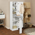 Uforic Ironing Board with Storage Cabinet, Ironing Board Cabinet, Foldable Ironing Board with Support Leg, White