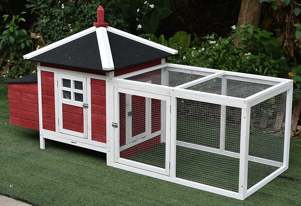 77" Solid Wood Backyard Chicken Coop with 2 Nesting Boxes