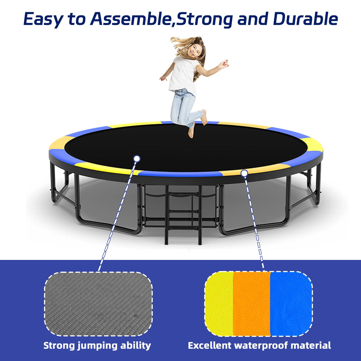 Netrum 10ft Kids Trampoline with Basketball Hoop, Outdoor Trampolines with Enclosure Net,Ladder, 880Lbs Trampoline for 4 Kids Green