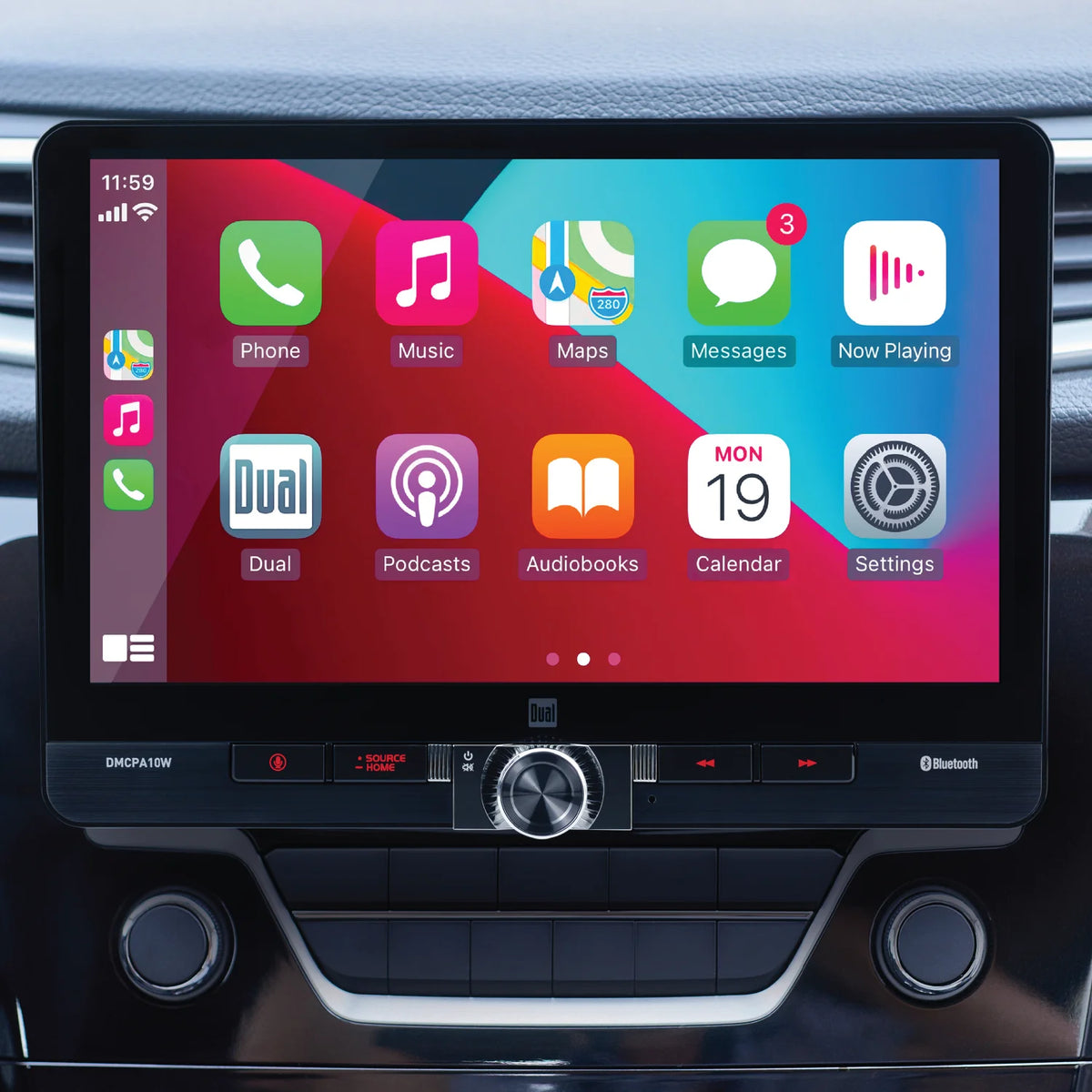 Dual Electronics 10.1" Touchscreen Car Stereo Receiver with Wireless Apple CarPlay & Android Auto Includes Single & Double DIN Adapters, Bluetooth, USB DMCPA10W (New)