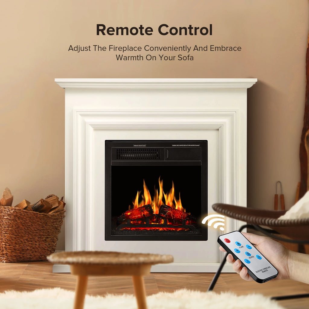 Electactic Electric Fireplace, Free Standing Fireplace, with Remote Control, Adjustable LED Flame, 750W/1500W -White