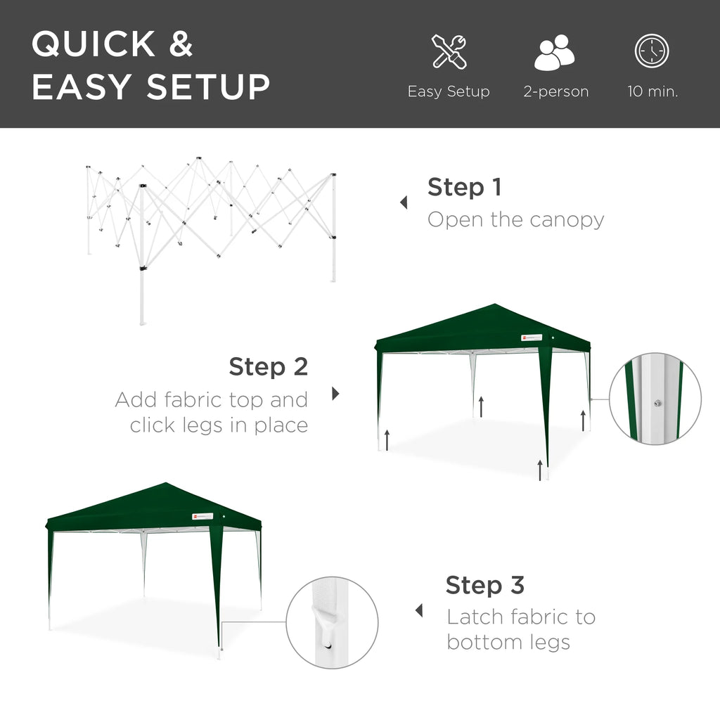 Best Choice Products 10x10ft Pop Up Canopy Outdoor Portable Adjustable Instant Gazebo Tent w/ Carrying Bag - White