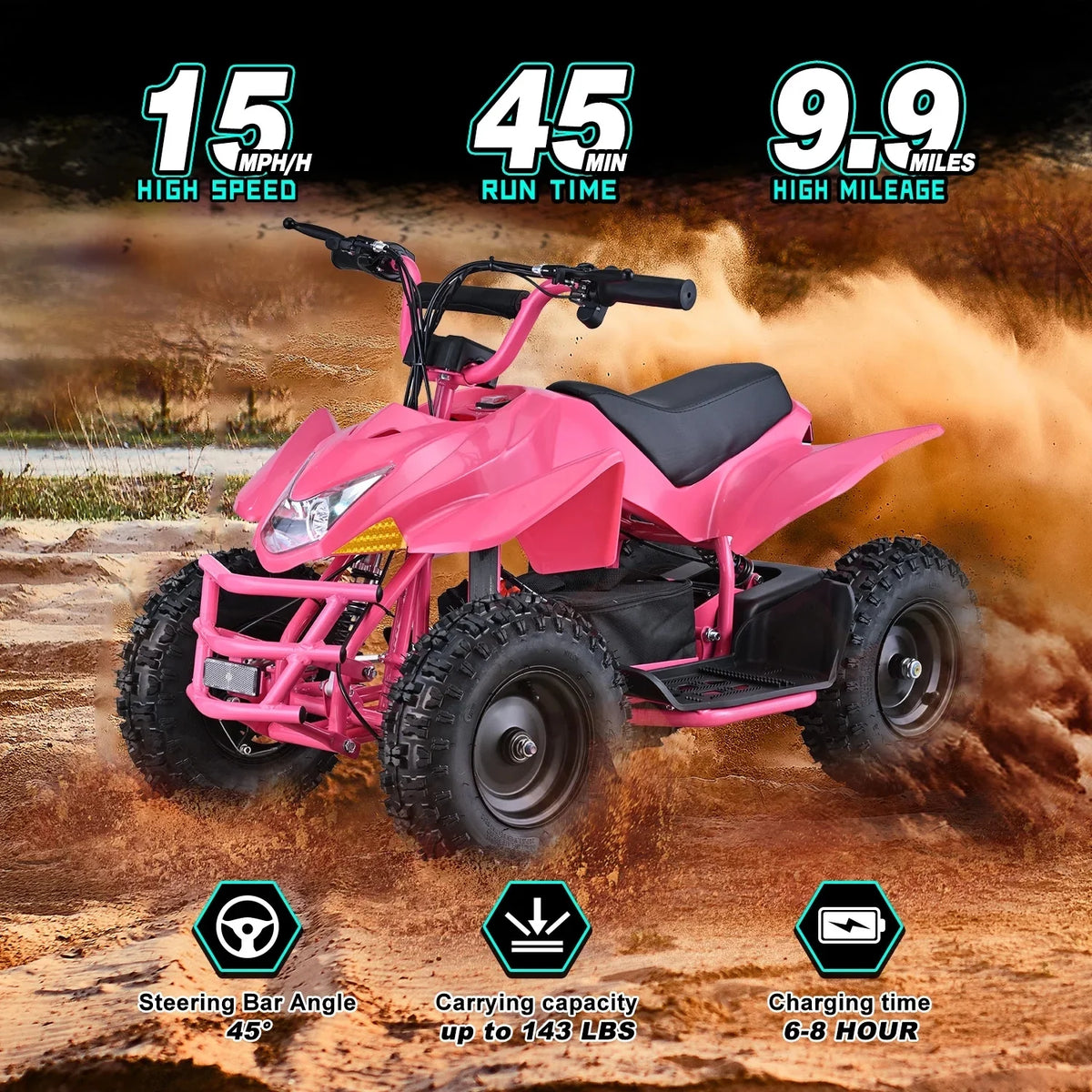 Aoemoe 500W Ride-On Racer 15mph Speed, 36V Battery, 45 60 Min Play, Blue