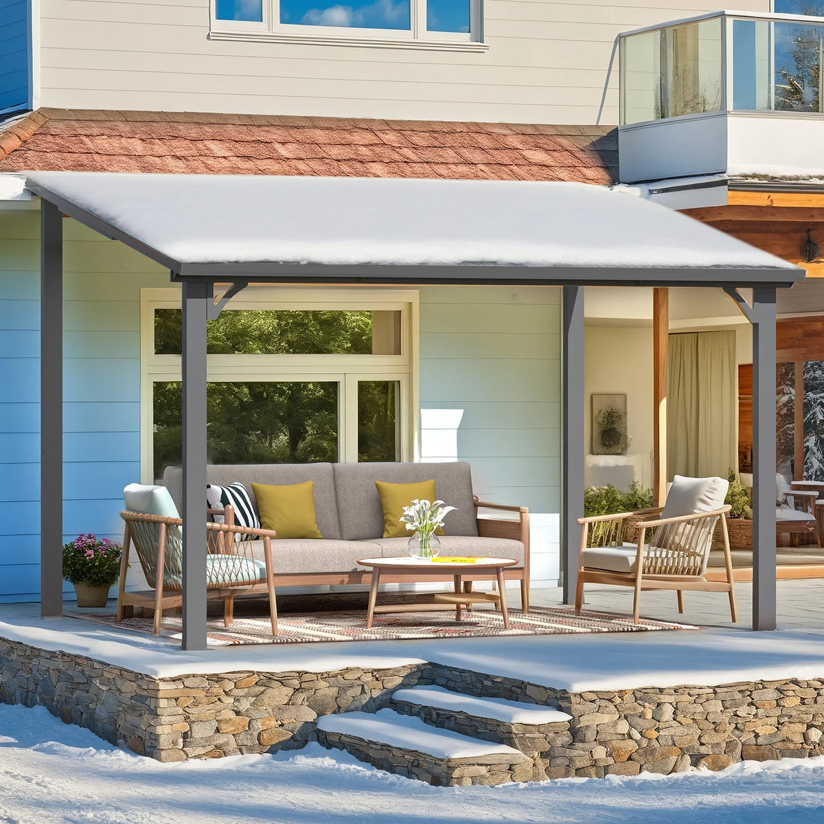AECOJOY 10' x 12' Hardtop Gazebo, Heavy Duty Outdoor Gazebo with Galvanized Steel Sloping Roof, All Weatherproof Metal Gazebo Featuring Vertical Stripes for Patio, Backyard, and Lawns
