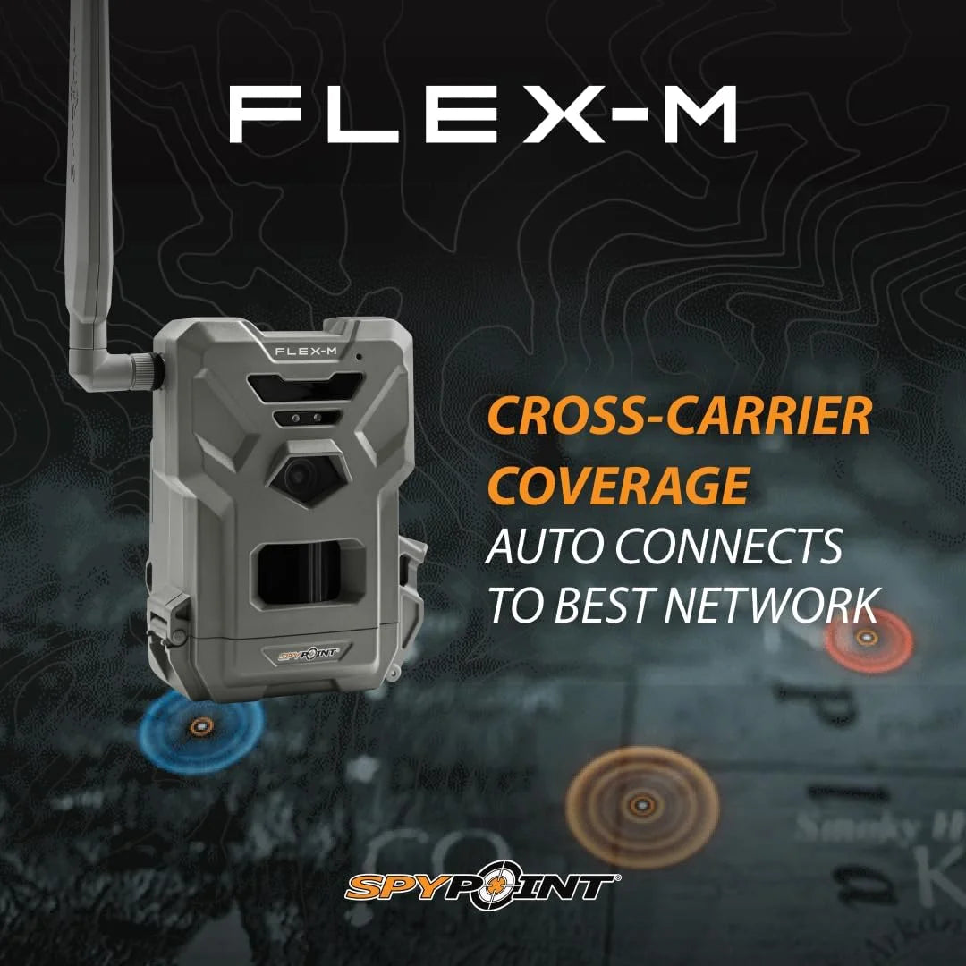 SPYPOINT Flex-m Twin Pack Cellular Trail Camera Hunting Trail Monitor with GPS, Night Vision, Dual-Sim LTE, IP65 Water-Resistant