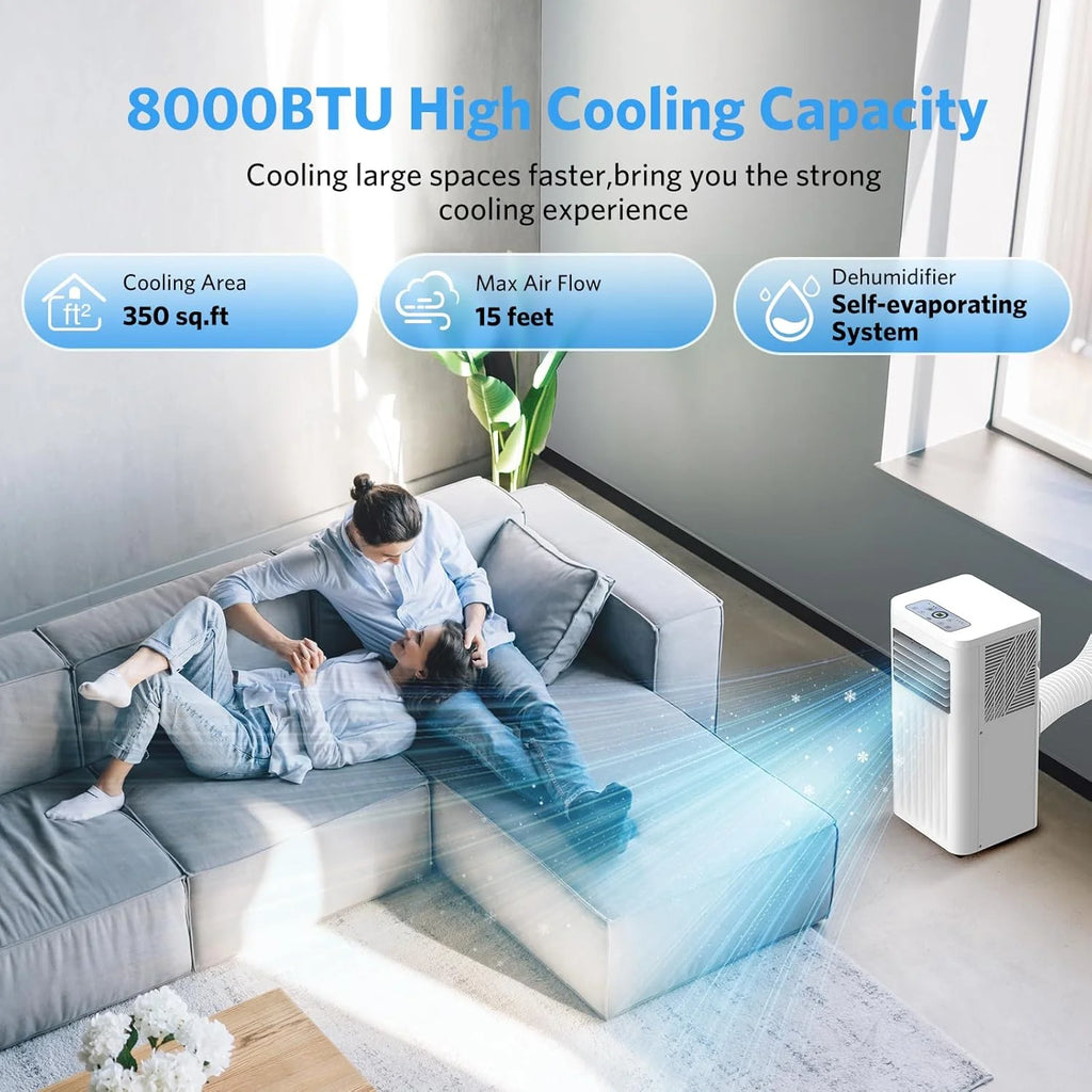 Portable Air Conditioners with cooling/dehumidification/fan/sleep mode,4-IN-1 Portable AC with 24H Timer & Remote Control & Window Kit,8000 BTU