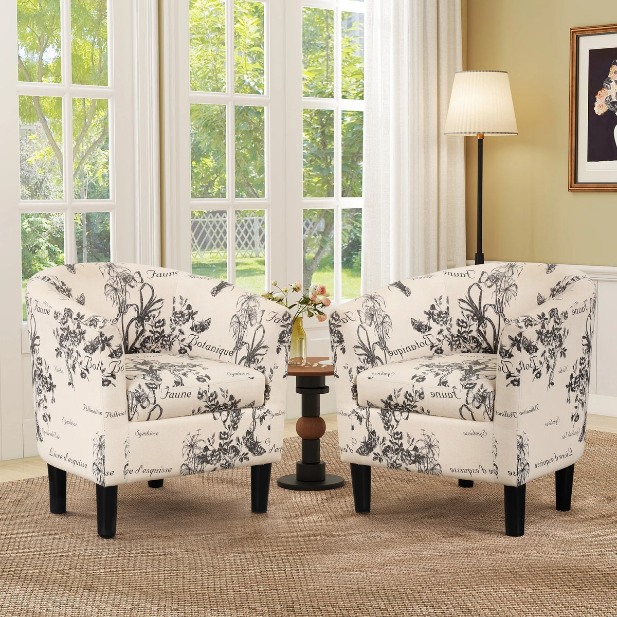 Bonzy Home Velvet Accent Chair with Ottoman for Living Room,Beige