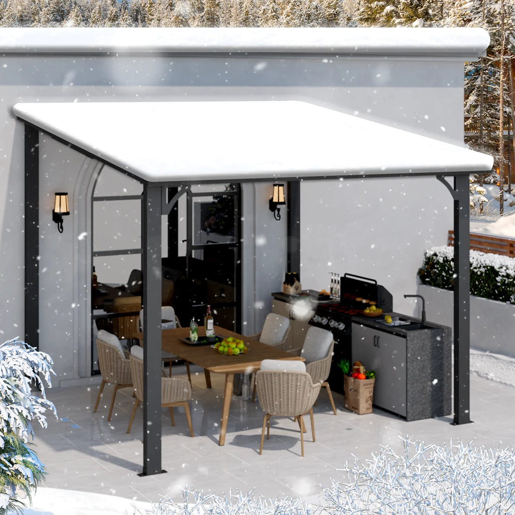 AECOJOY 10' x 12' Hardtop Gazebo, Heavy Duty Outdoor Gazebo with Galvanized Steel Sloping Roof, All Weatherproof Metal Gazebo Featuring Vertical Stripes for Patio, Backyard, and Lawns