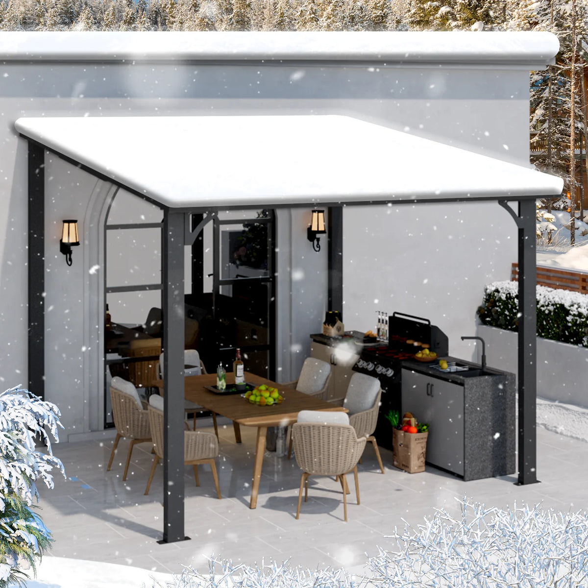 AECOJOY 10' x 12' Hardtop Gazebo, Heavy Duty Outdoor Gazebo with Galvanized Steel Sloping Roof, All Weatherproof Metal Gazebo Featuring Vertical Stripes for Patio, Backyard, and Lawns