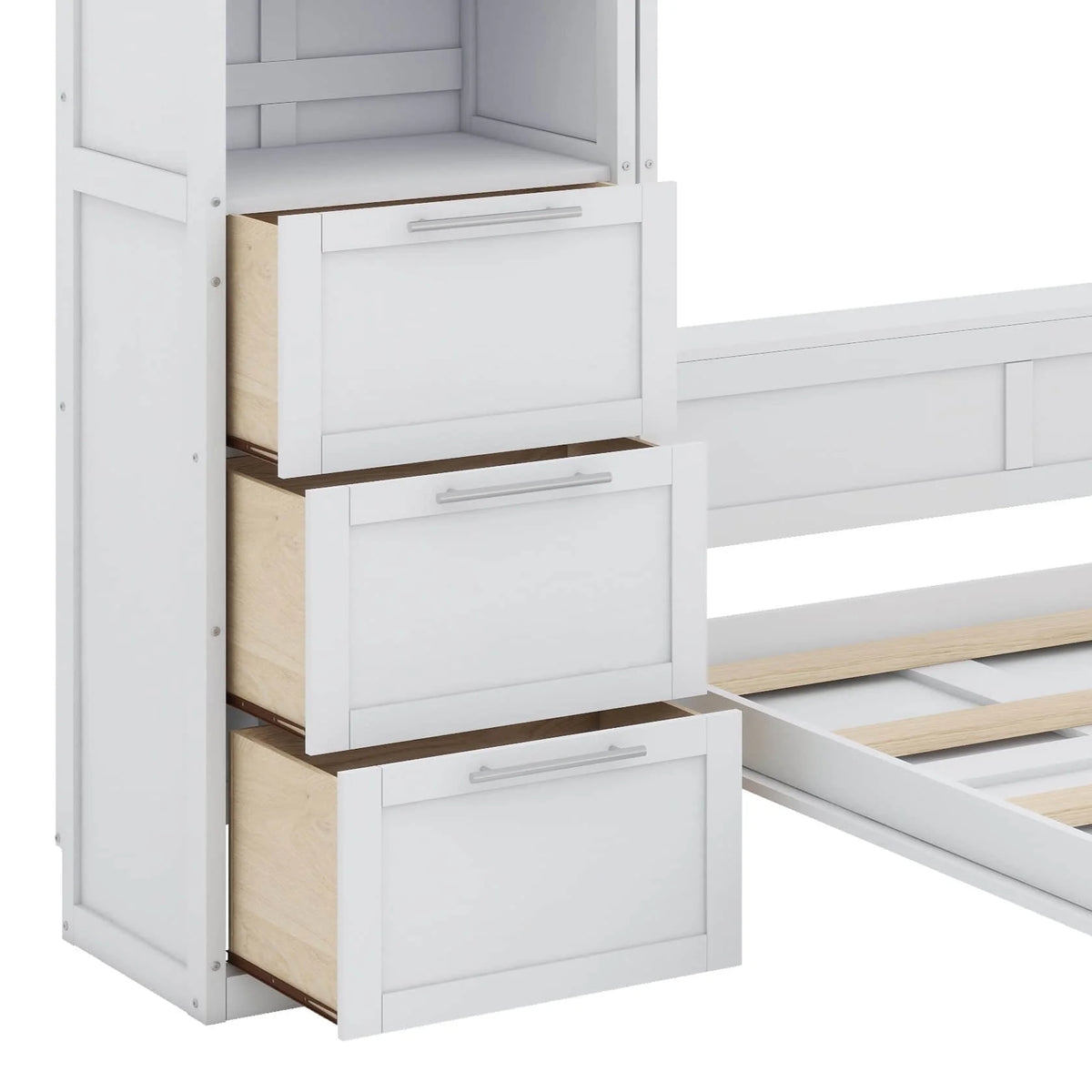 YunNianYang Queen Size Gray Murphy Bed Wall Bed with Closet ,Drawers and Shelves