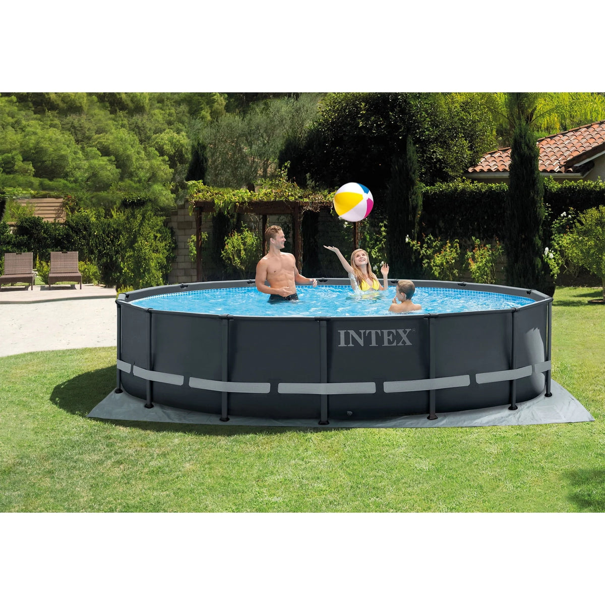 Intex Ultra XTR Frame 14'x42" Round Above Ground Outdoor Swimming Pool Set