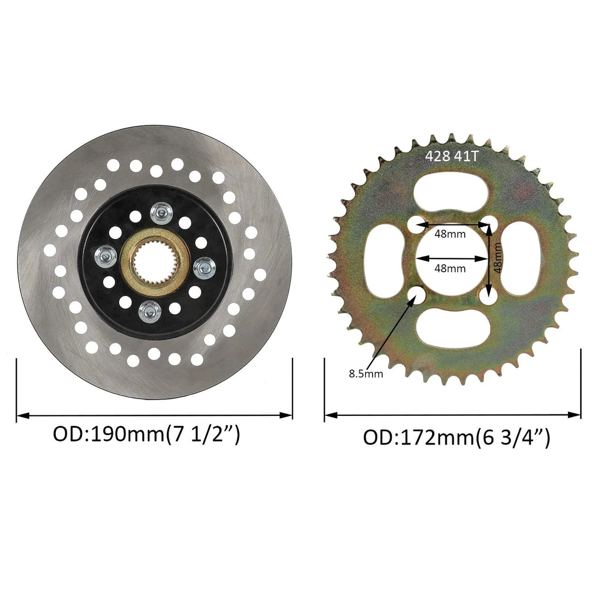 32in Rear Axle Kit with 5" Wheels, 11x7.10-5 Tires, 428 41T Sprocket & Brake Caliper Master Cylinder, 3 Stud Hubs, Go Cart Seat for Racing Go Kart, ATV Quad Buggy & Drift Trike, Karting