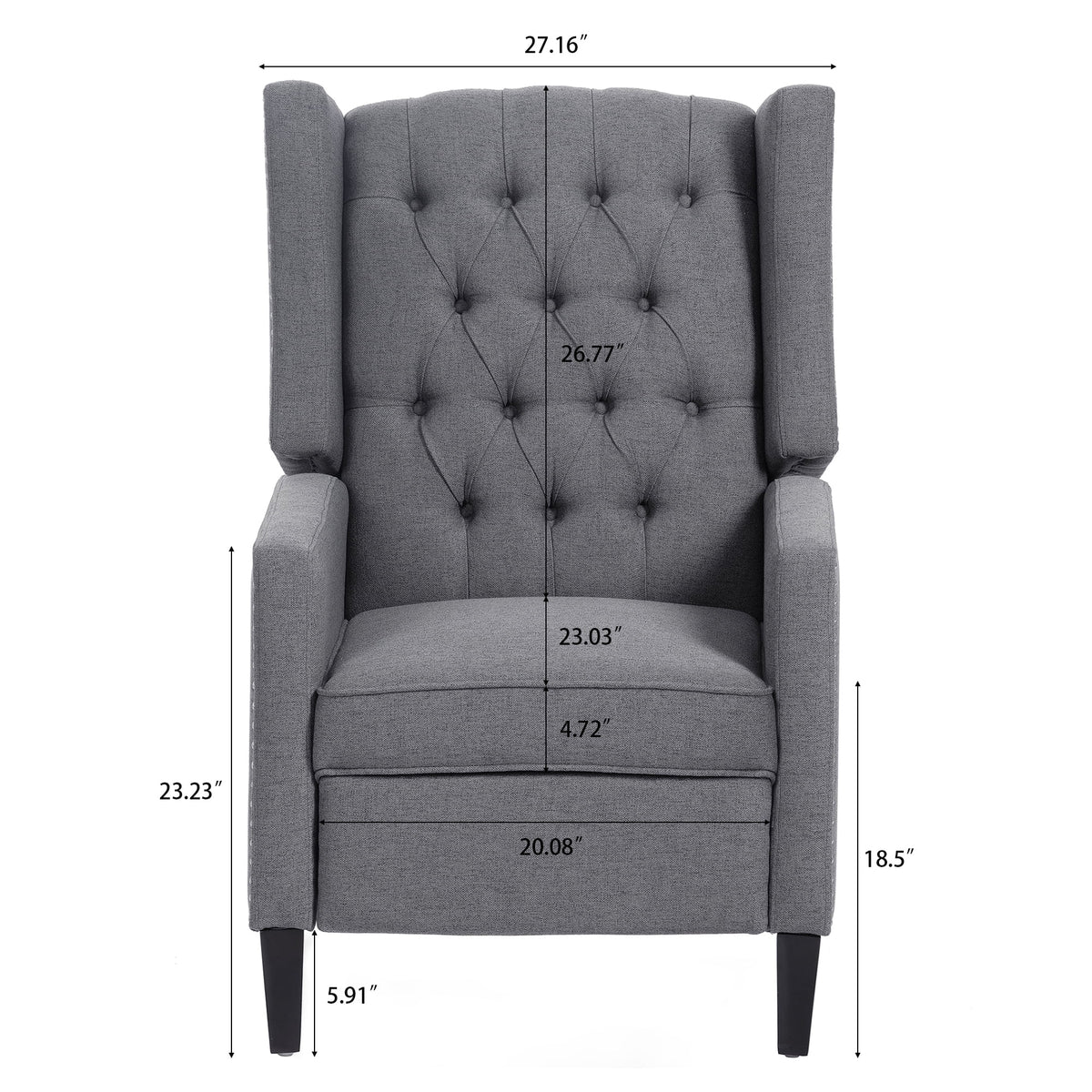 Recliner Chair, Living Room Chairs with Arms, Adjustable Single Reclining Sofa, Home Theater Seating Arm Chair with Thick Padded Seat, Footrest, Lounge Chair for Bedroom, Blue
