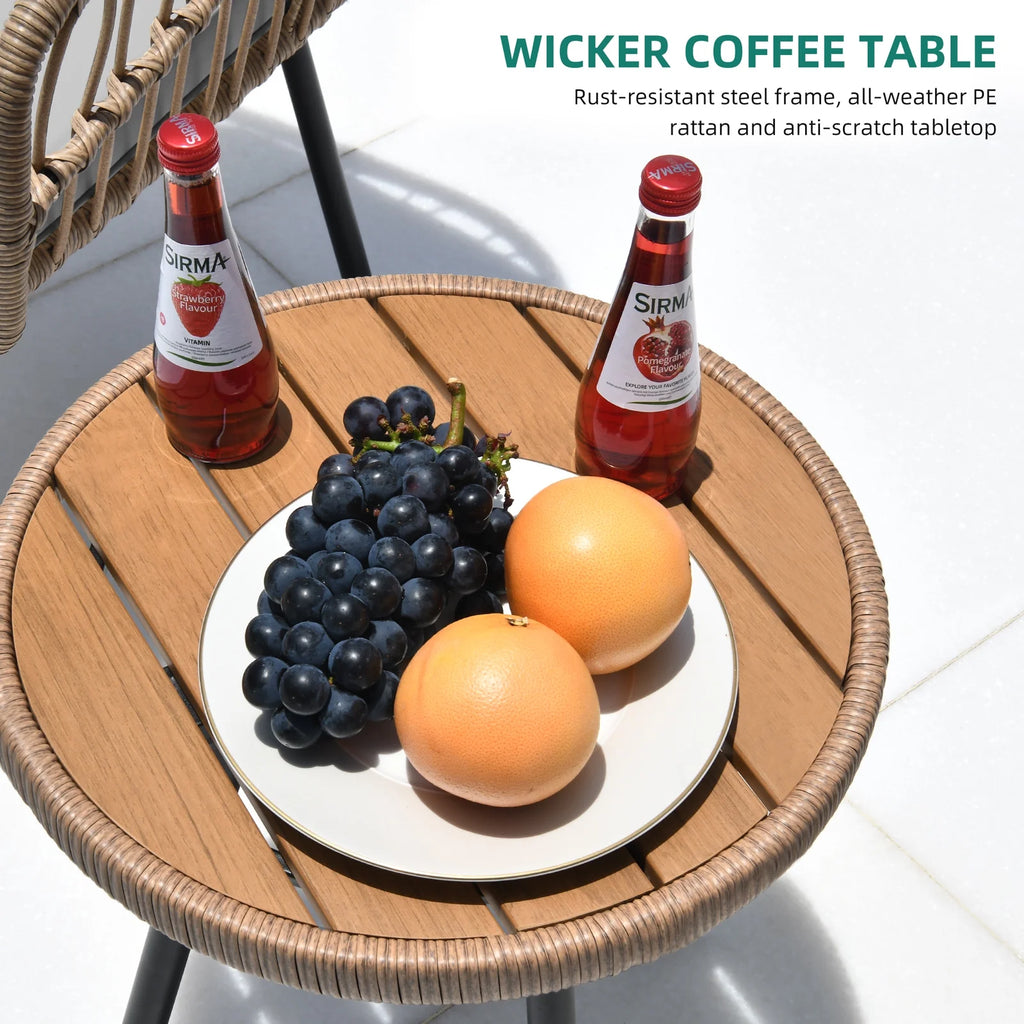DWVO 4 Pieces Patio Furniture Set, Wicker Outdoor Bistro Set, with a Loveseat Sofa, 2 Wicker Chairs (With Soft Cushions) and Coffee Table, Gray
