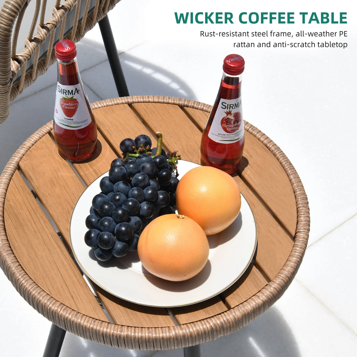 DWVO 4 Pieces Patio Furniture Set, Wicker Outdoor Bistro Set, with a Loveseat Sofa, 2 Wicker Chairs (With Soft Cushions) and Coffee Table, Gray