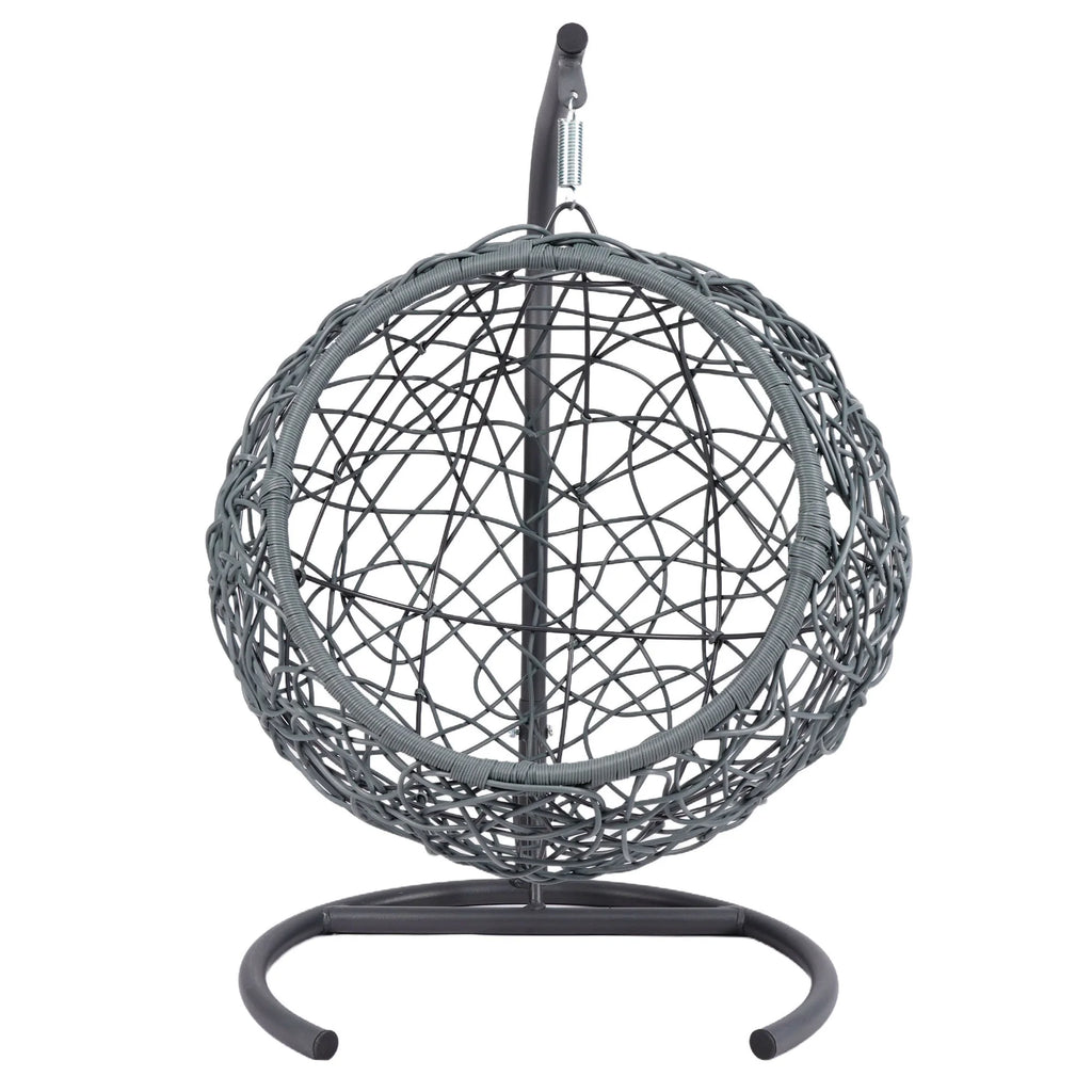Cat Swing Bed with Stand & Cushion, Cat Egg Chair with Rattan Wicker Appearance, Indoor Hanging Swinging Cat Bed
