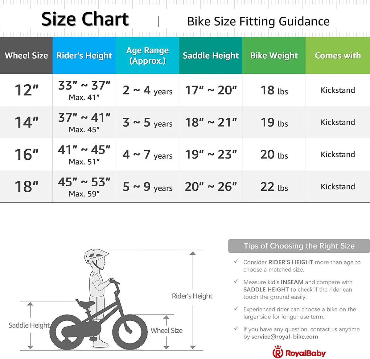 RoyalBaby EZ Kids Bike 16 inch Adjustable Seat Balance & Pedal Bicycle Blue