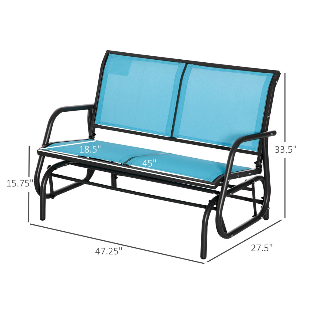 Outsunny 2-Person Outdoor Glider Bench, Patio Double Swing Rocking Chair Loveseat w/Powder Coated Steel Frame for Backyard Garden Porch, Black