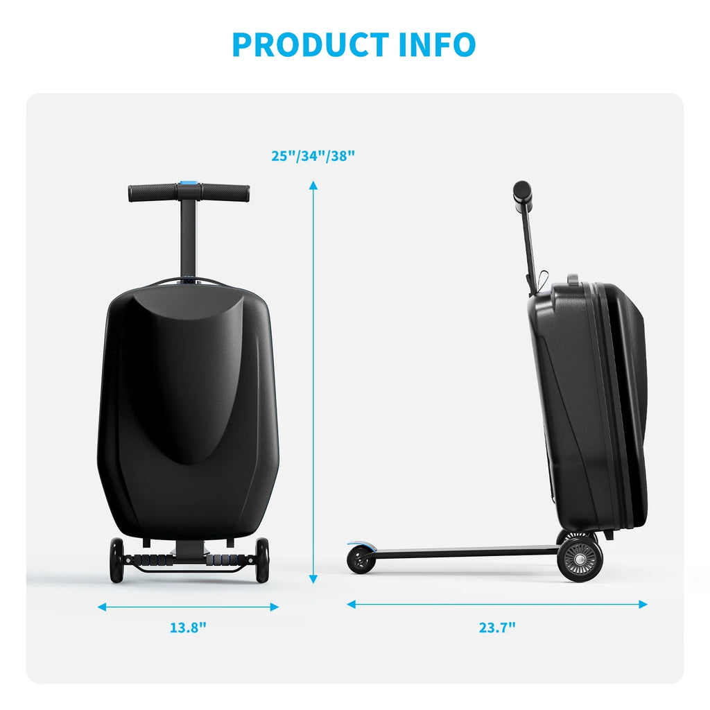 Muhub 2 in 1 Scooter Luggage for Kids and Adult,Foldable Ride on Luggage with Wheels,Light Blue