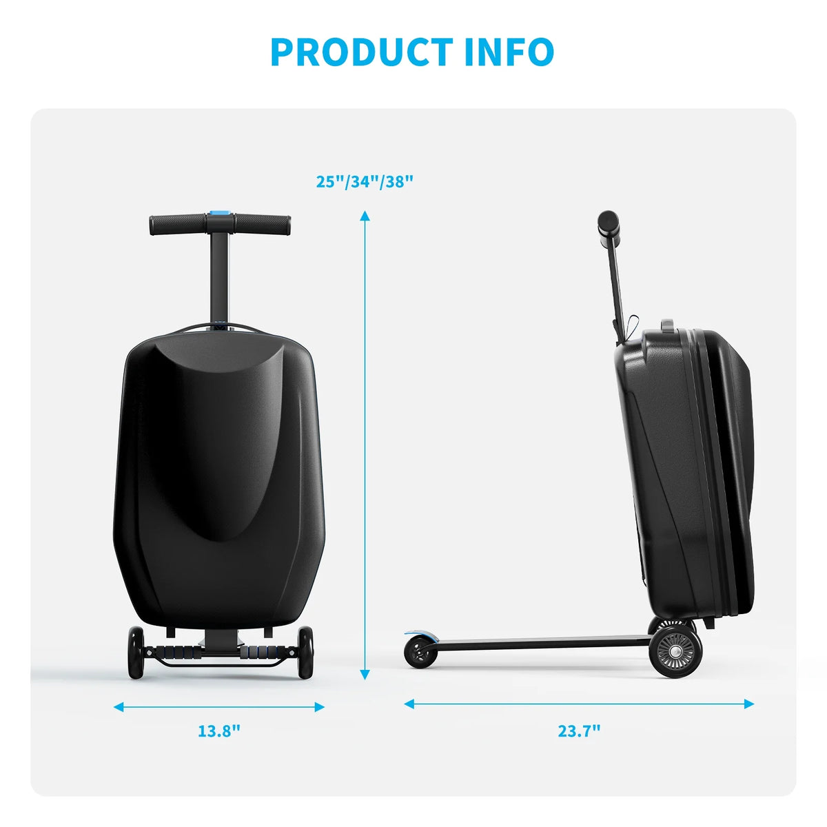 Muhub 2 in 1 Scooter Luggage for Kids and Adult,Foldable Ride on Luggage with Wheels,Light Blue