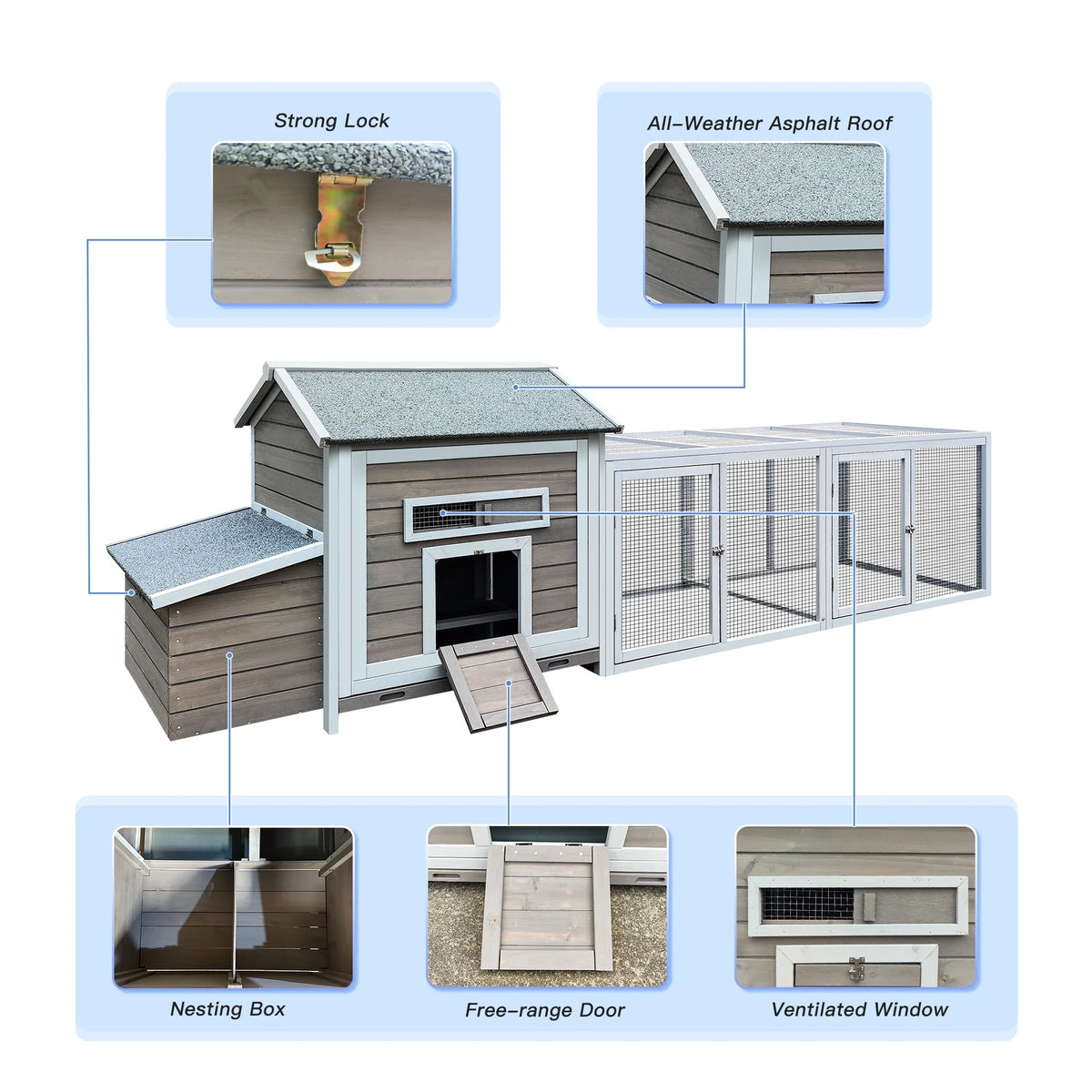 Pefilos 55" 2 Story Rabbit Hutch with Ramp, Tray, Wood Bunny Cage Poultry Chicken Coops, Beige