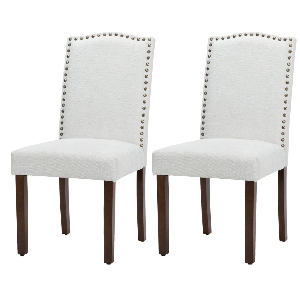 EDX Dining Chairs Set of 2, Parsons Chairs with Nailhead Trim and Wood Legs