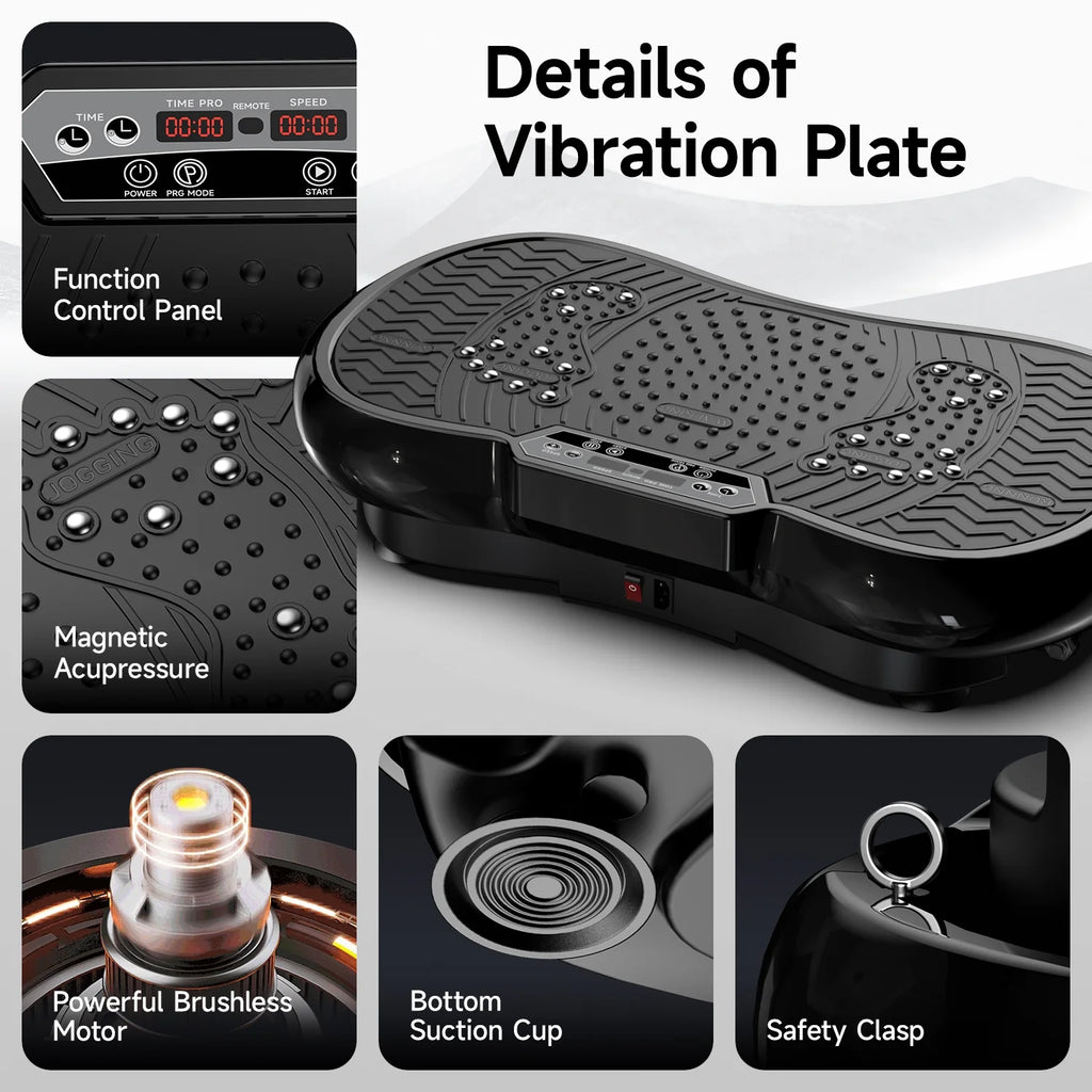 LNOW Full Body Vibration Plate Exercise Machine for Lymphatic Drainage, Muscle Toner with Bluetooth & Massage Pedals, Workout Vibration Platform for Home Fitness 400lbs