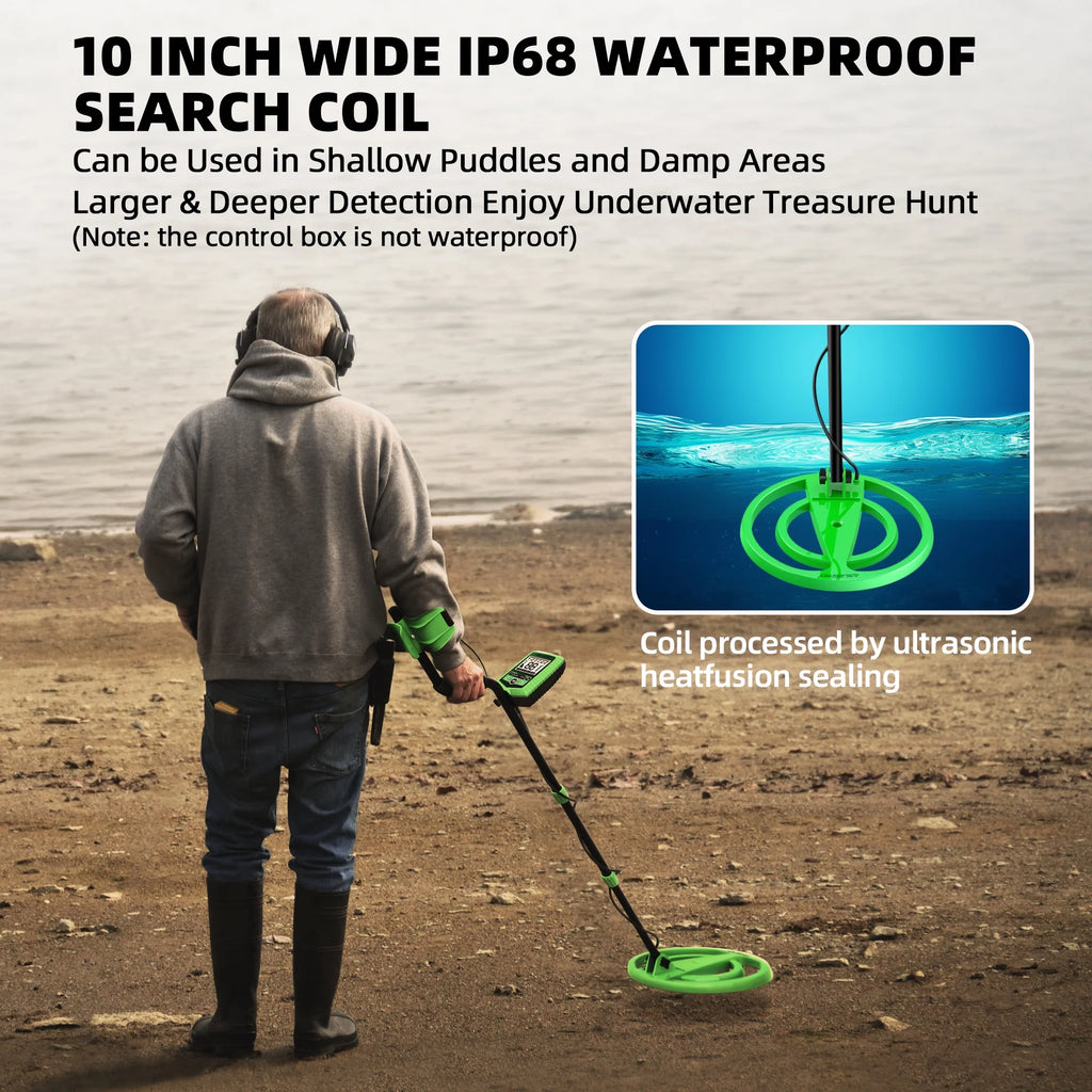 ABLEGRID Metal Detector for Adults and Kids Rechargeable, Professional Gold and Silver Detector with LCD Display, High Accuracy Waterproof Pinpoint 5 Modes, Advanced DSP Chip 10" Coil, GC1030