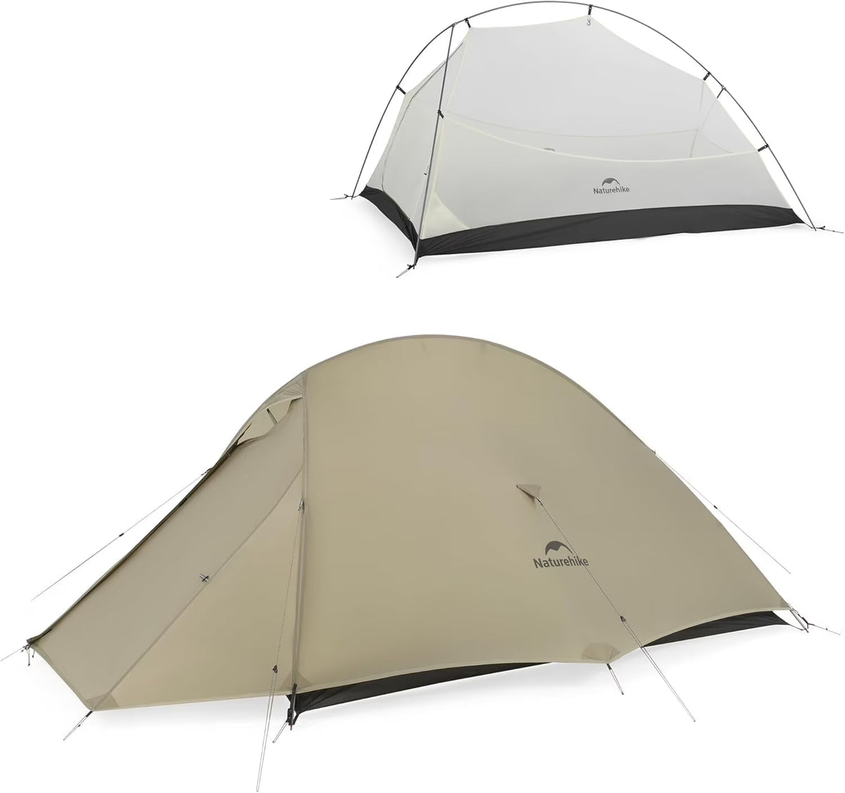 Naturehike 2 Person Tent Lightweight Backpacking Tent with Footprint - Free Standing Ultralight Camping Hiking Backpack Tents, 7.22 5.25ft, Sand