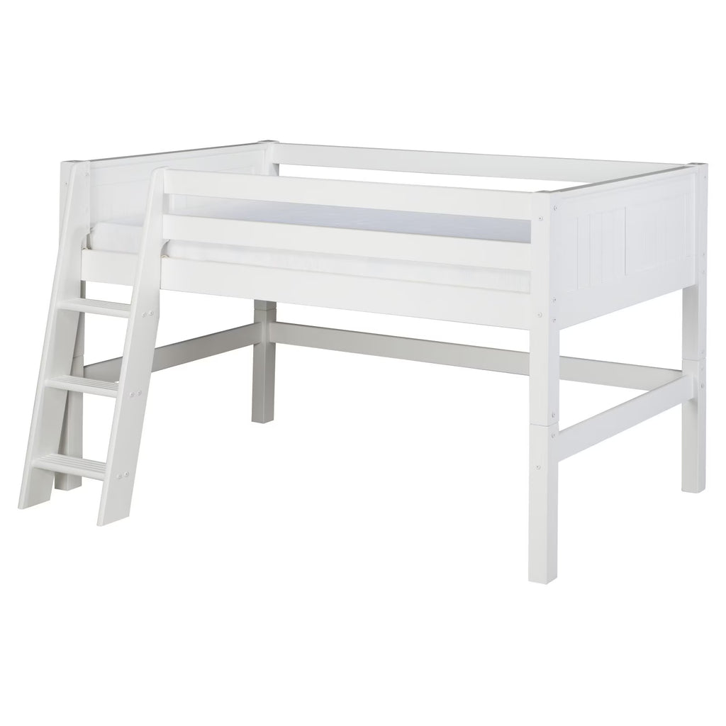 Camaflexi Full Size Low Loft Bed - Panel Headboard - Cappuccino Finish