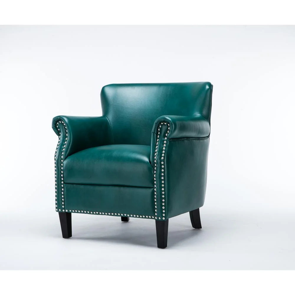 Comfort Pointe Holly Navy Blue Faux Leather Club Chair with Nail Head Trim