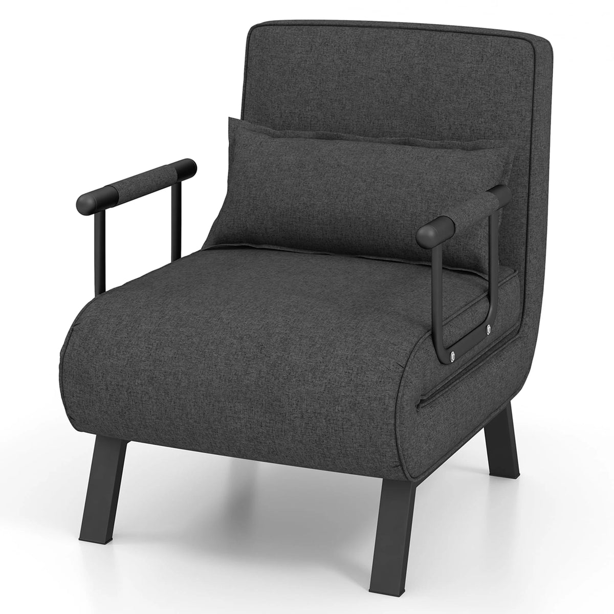 Costway Folding 6 Position Convertible Sleeper Bed Armchair Lounge Couch w/ Pillow Gray