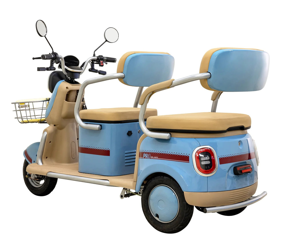 Massimo MGC E-Trike 3-Wheel Electric Cart 17 MPH, 2-Seater Adult Scooter Blue