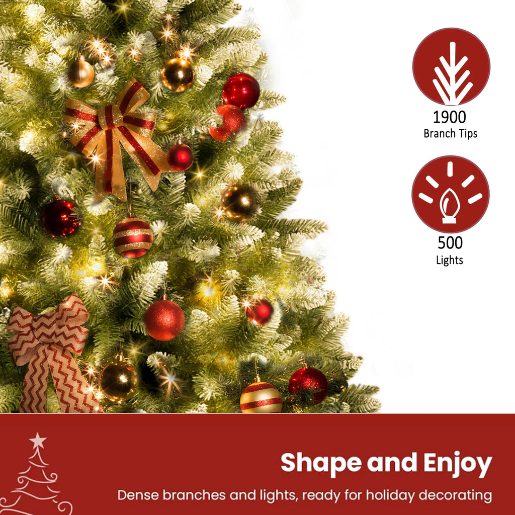 Yexmas 9ft Pre-Lit Green Christmas Tree, 11 Modes Colored LED Lights, Artificial Xmas Tree with Large Storage Bag
