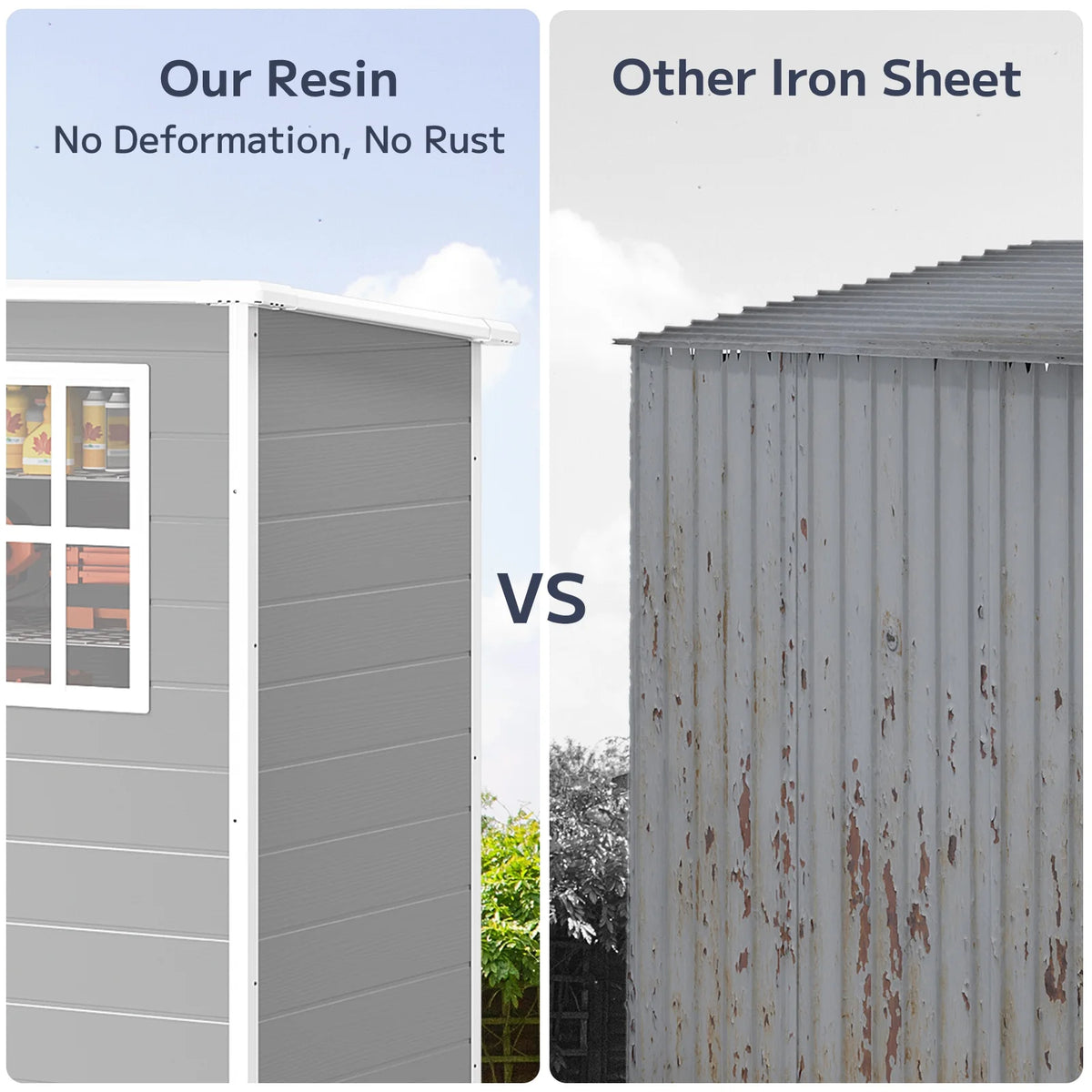 Asofer 6x4 FT Resin Storage Shed, Plastic Outdoor Shed with Floor Side Window, Lockable Door for Backyard, Garden, Patio, Gray