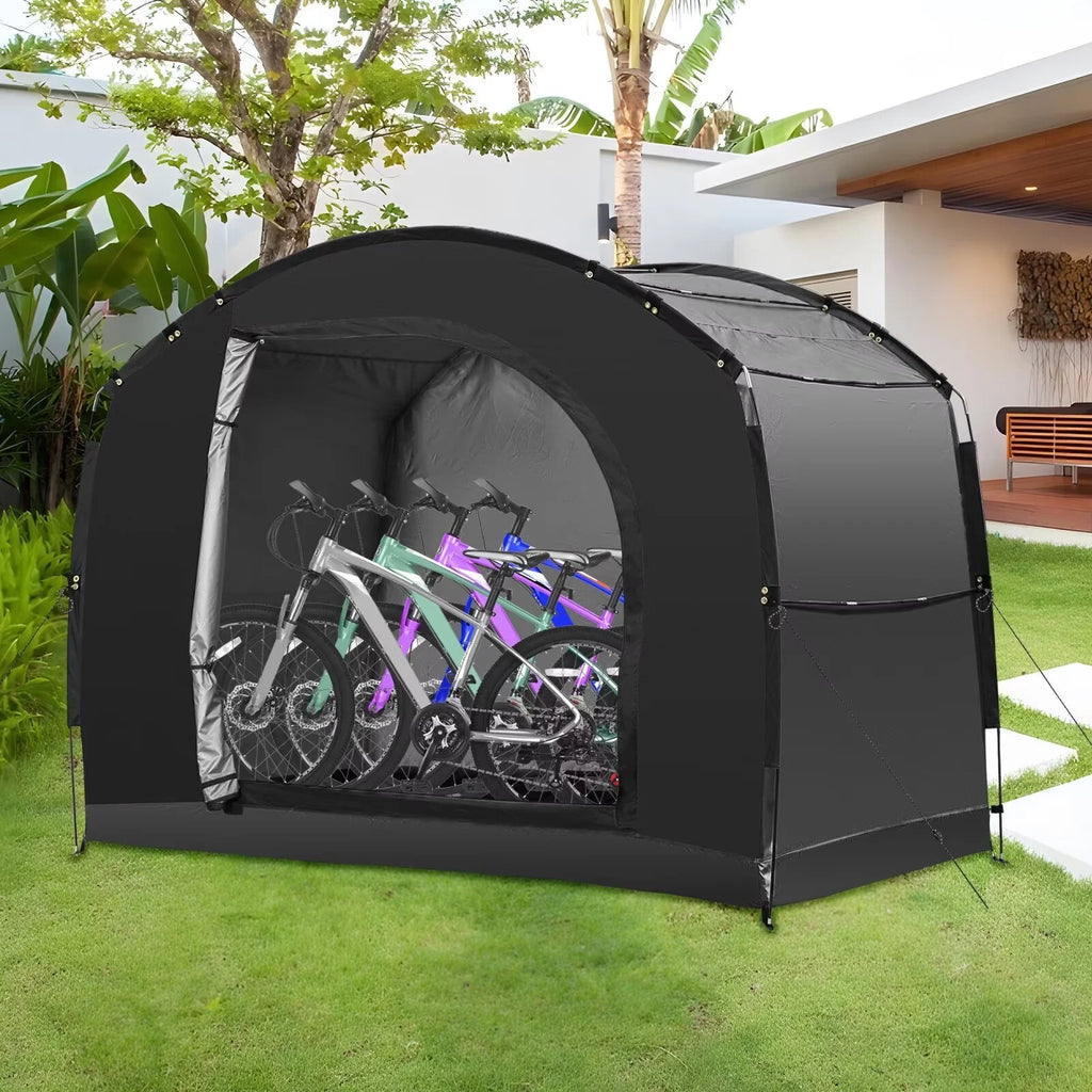 NAIZEA Large Bike Storage Tent, 47" Depth Storage for 6 Bikes Waterproof Outdoor Bicycle Cover, Lawn Mower Garden Tools Shed, Backyard Storage Room Tent Shelter W/Fixing Peg & Rop