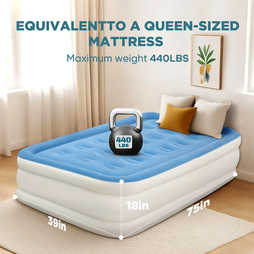 EGGORY King Size Air Mattress with Built-in Pump Inflatable Air Beds, Puncture-Resistant for Camping & Trip & Home