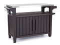 Unity XL Portable Outdoor Table and Storage Cabinet with Accessory Hooks, Espresso Brown