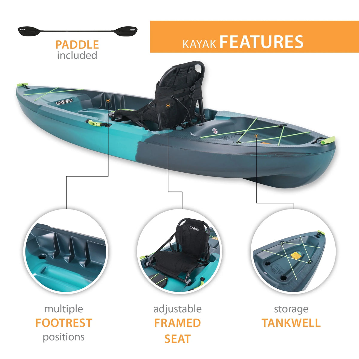 Lifetime Tahoma Pro Sit-On-Top Kayak, Aurora Fusion (91191)