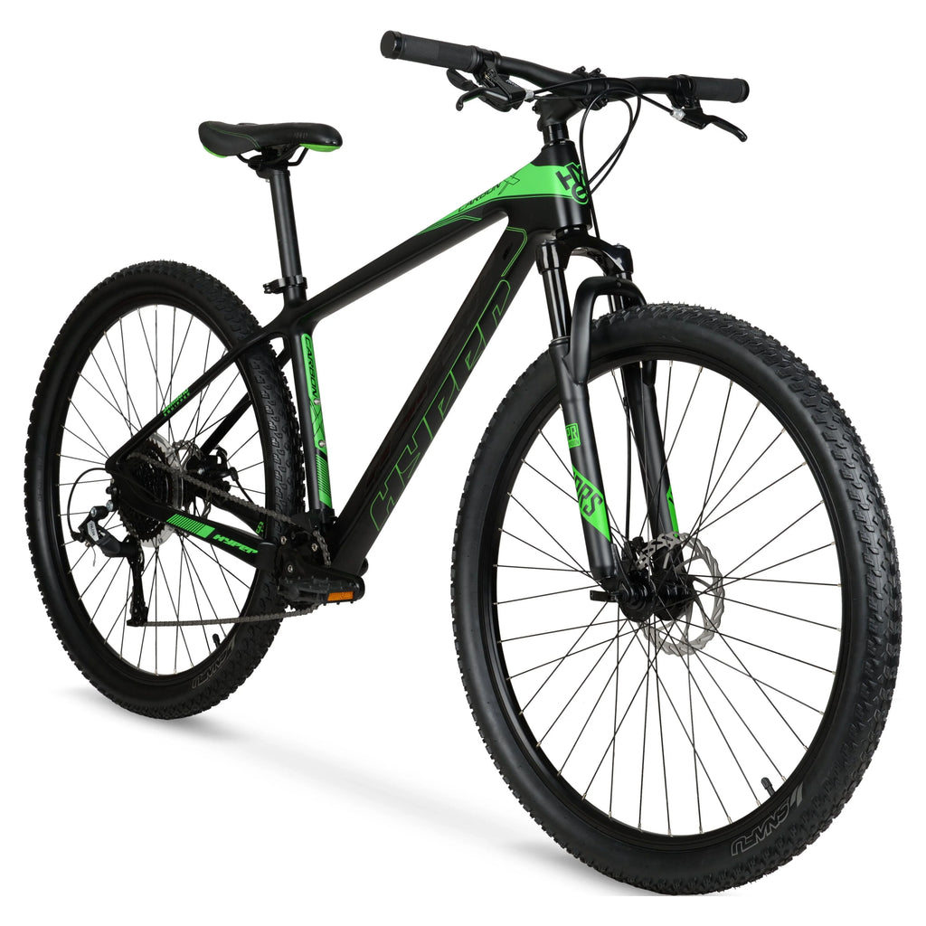 Hyper 29" Carbon Fiber Men's Mountain Bike, Black/Green