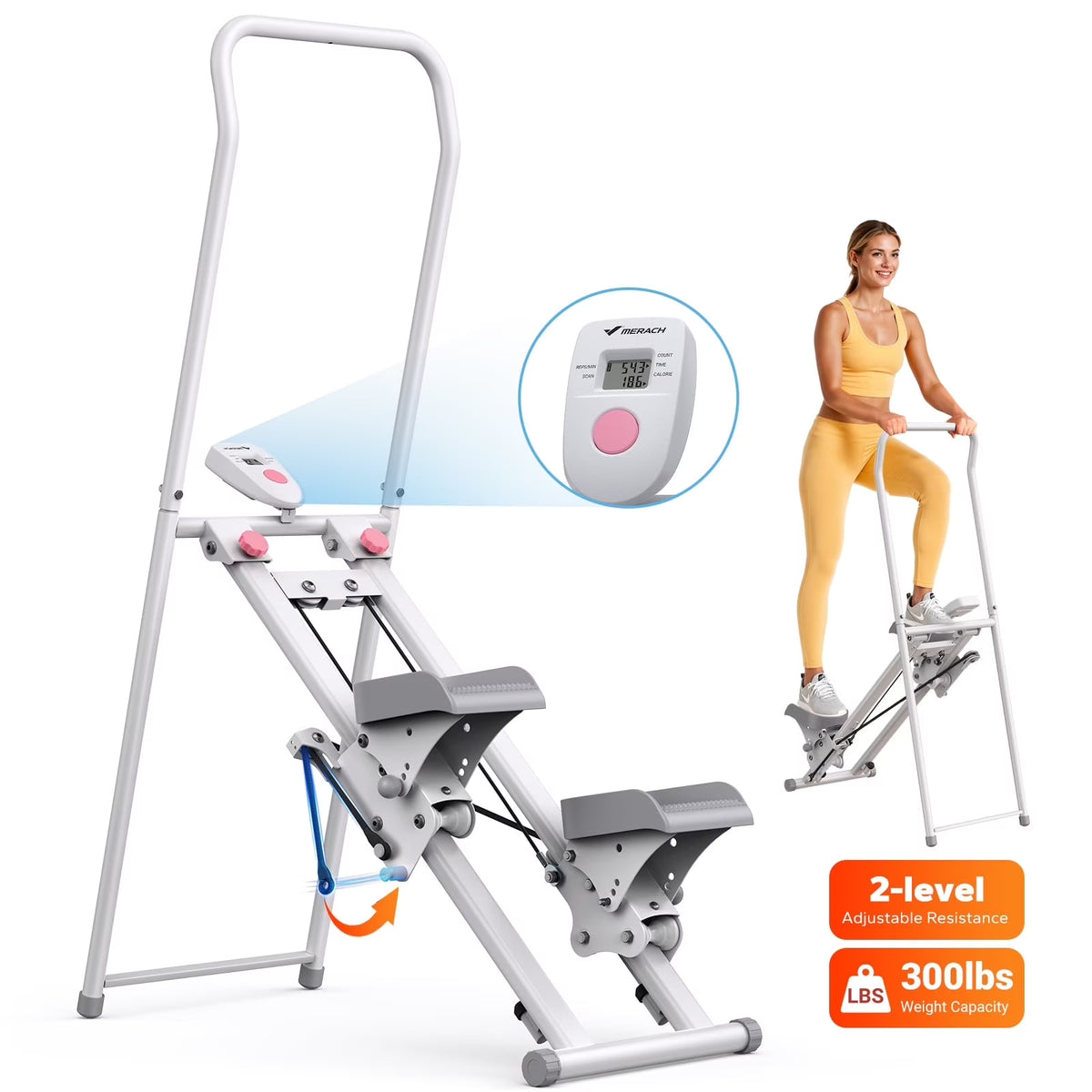 MERACH Stair Stepper for Home Compact Foldable Vertical Climber - Full-Body Workout Stepper, Home Gym Cardio Exercise Equipment