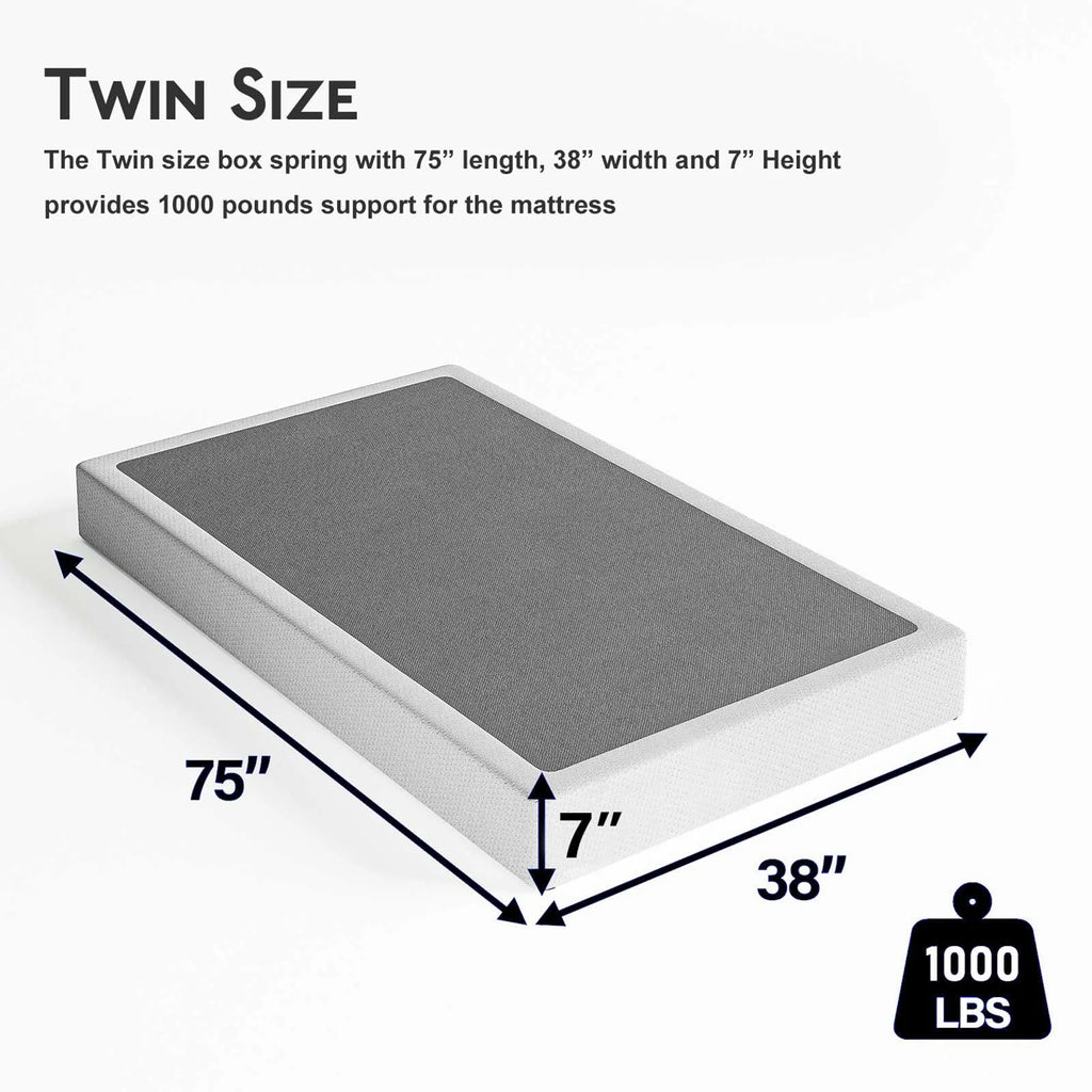 ULIESC 7 Inch Full Size Box Spring, Full Box Spring Only, Metal Box Spring Full with Fabric Cover, Sturdy Mattress Foundation, Noise Free, Non-Slip, Easy Assembly