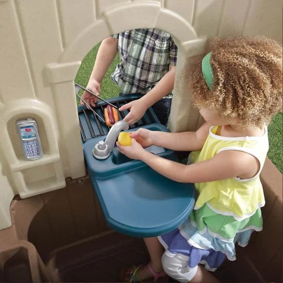 Step2 Neat & Tidy Cottage II Brown Playhouse Plastic Kids Outdoor Toy