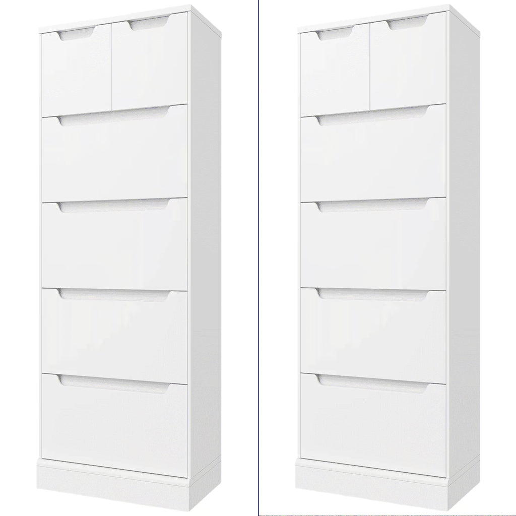 Dresser for Bedroom, Lofka 6 Drawer Dresser, Chest of Drawers Tall White Dresser with Anti-Tripping, Cutout Handles