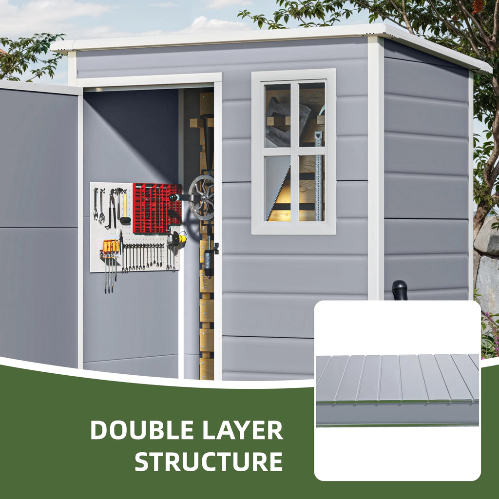 Uforic Resin Outdoor Storage Shed, 5x3 FT with Floor All-Weather Resin Storage Shed with Lockable Door & Window, Waterproof
