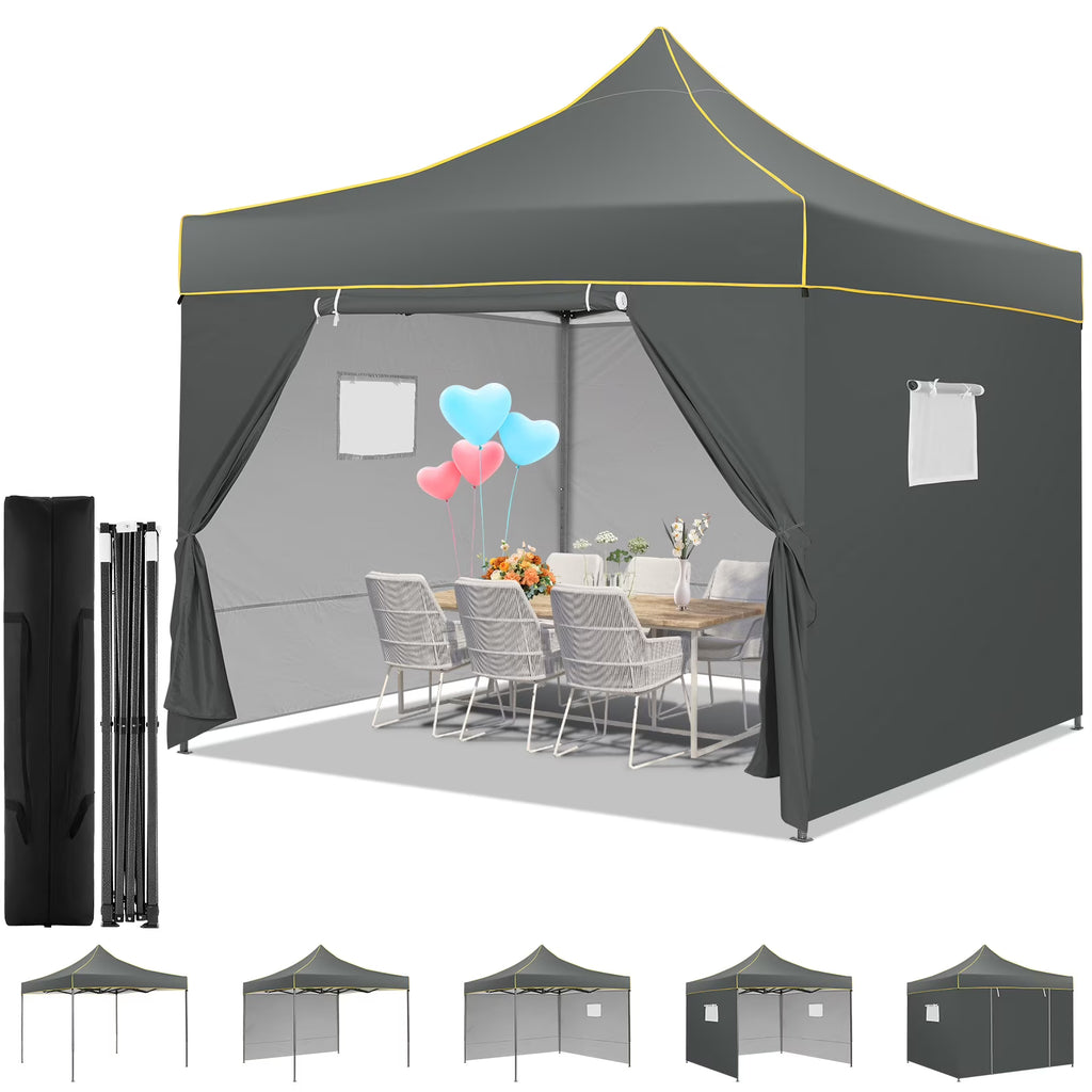 Hoteel 10x15 Heavy Duty Canopy Tent with 4 Sidewalls,Pop up Canopy for Parties Wedding,Commercial Easy up Gazebo with Roller Bag,UV 50+ &,Black