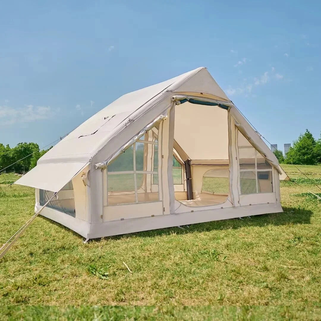 NAIZEA Inflatable Tent Air Glamping Tents 6Person Cabin Tent&Mesh&Chimney Window