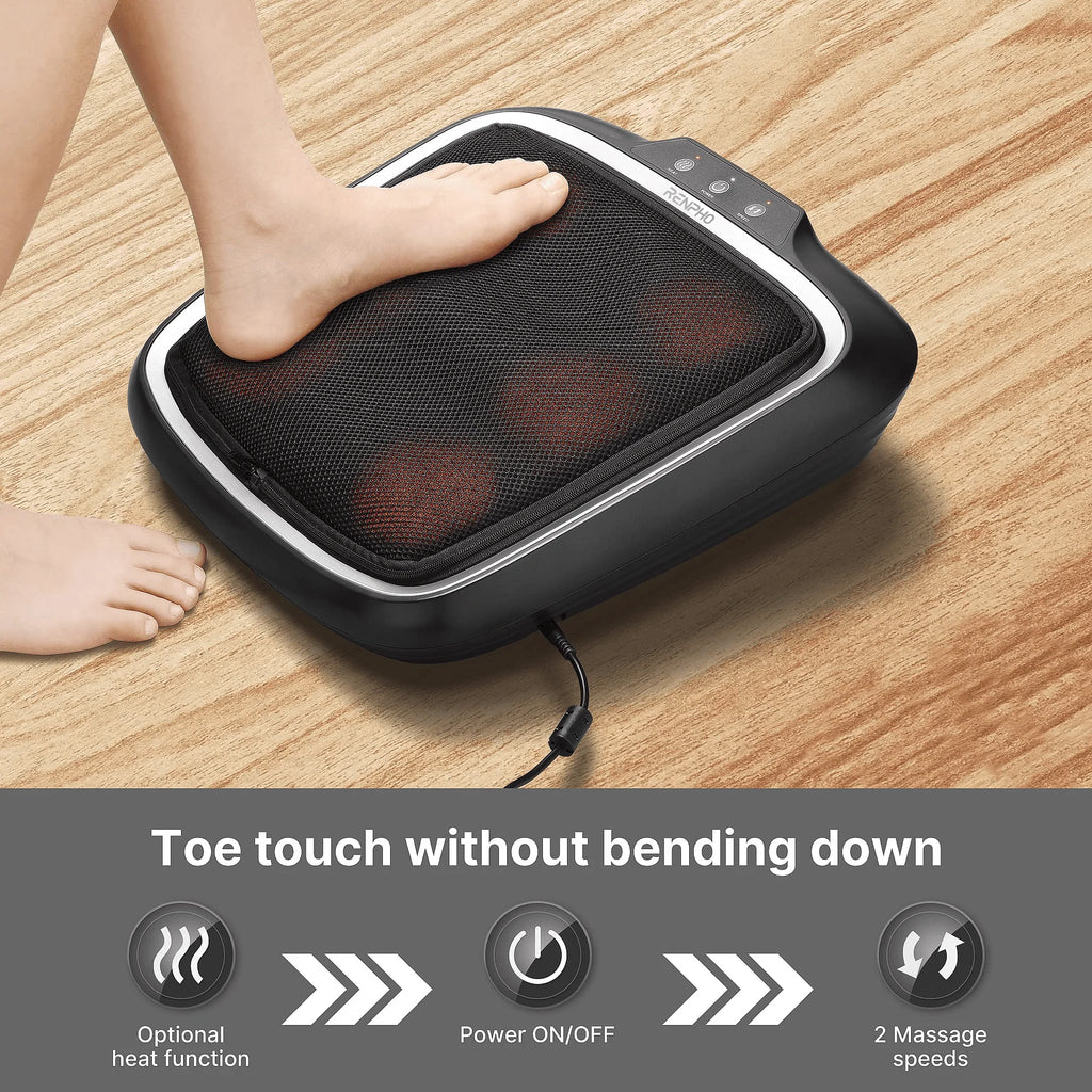 RENPHO Foot Massager with Heat, Shiatsu Heated Electric Foot Massager, Deep Kneading Feet & Back Massager for Muscle Pain Relief, Plantar Fasciitis, Home and Office Use Fit Size Feet up to 14