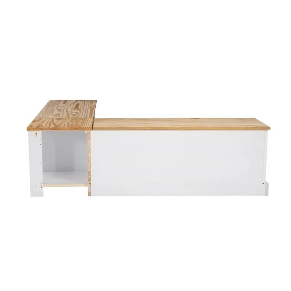 Pemberly Row Natural White Wood Nook With Green Polyester Fabric Cushions