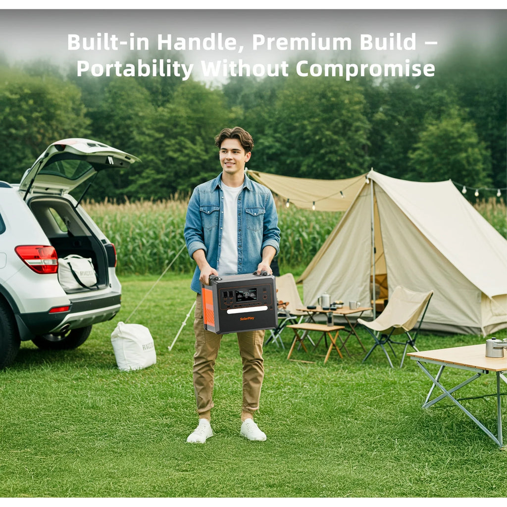 SolarPlay Portable Power Station, 2500W/2304Wh Large Capacity Solar Generator, with 400W Solar Panel, 4 AC Outlets (5000W Peak), Emergency Power Station for Home, Camping, Outdoor Battery Backup